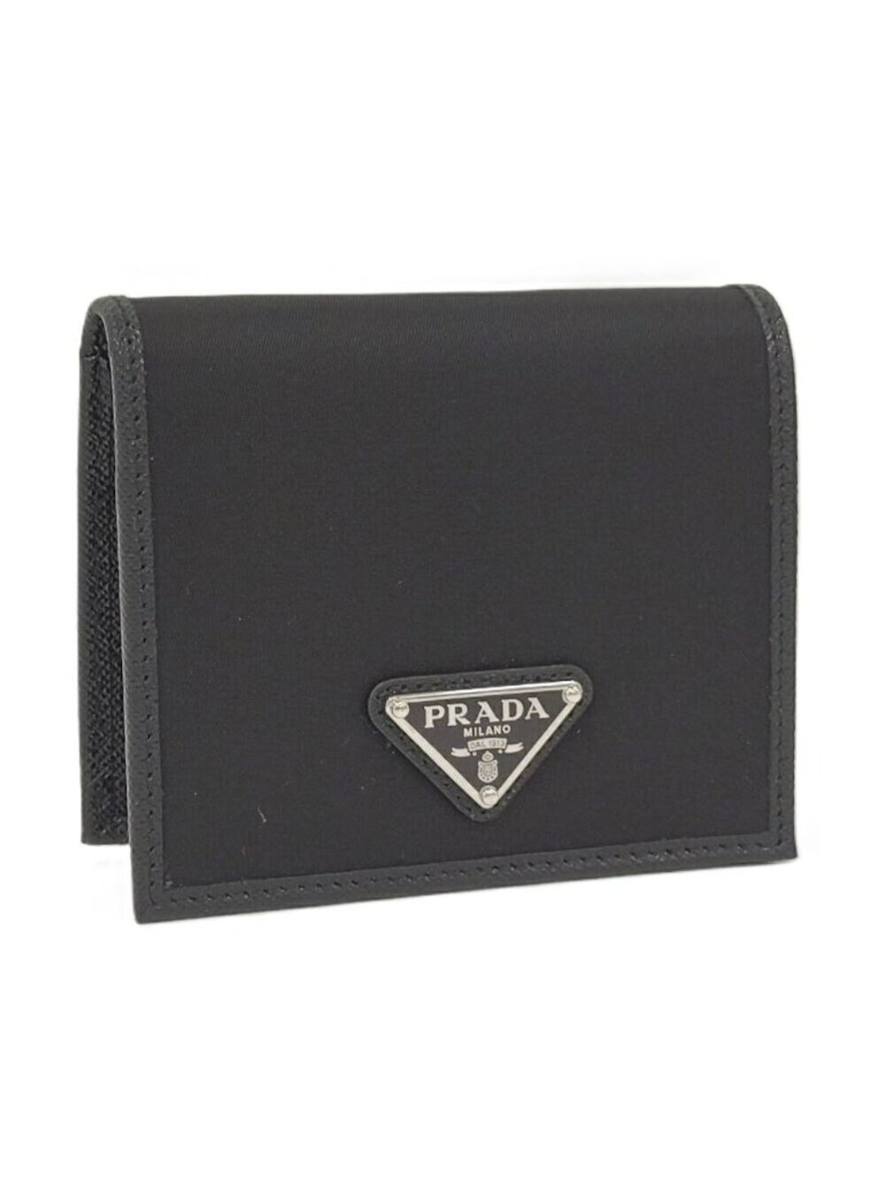 Prada Bifold Wallet Triangle Nylon Black